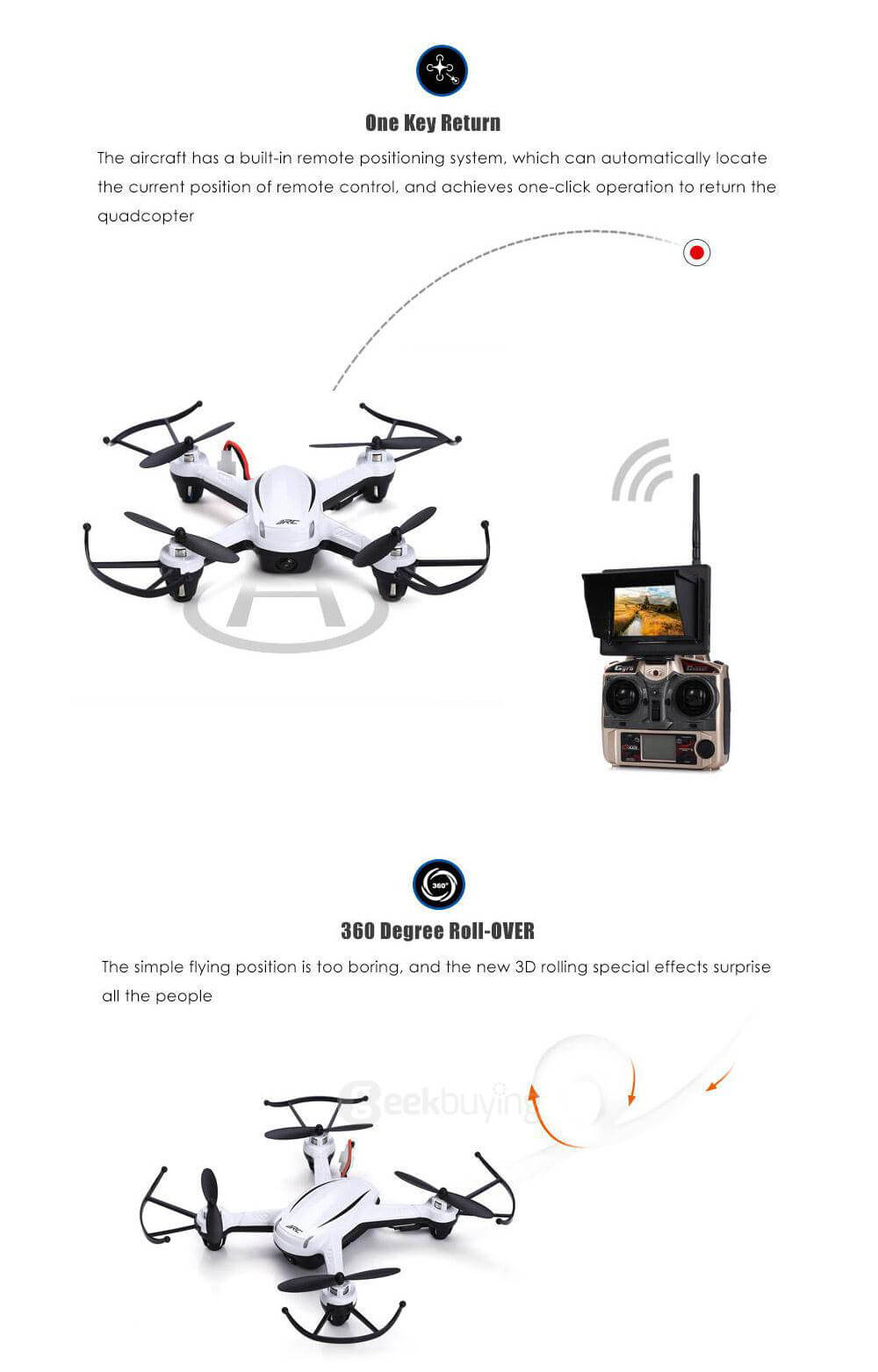 JJRC H32GH 5.8G FPV Altitude Hold Mode With 2MP Camera 4CH 6Axis RC Quadcopter RTF - White