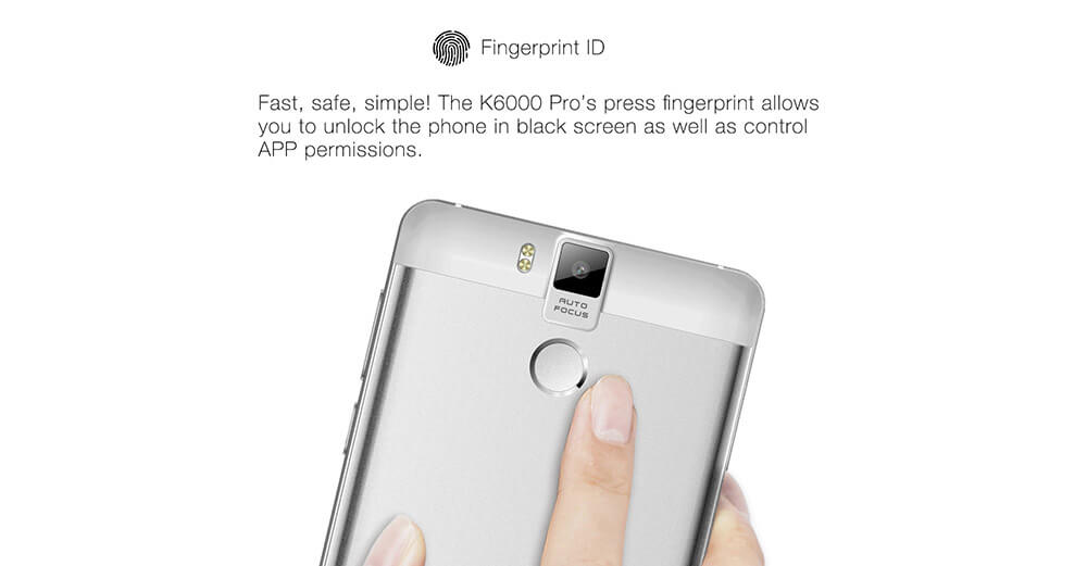 [HK Stock]OUKITEL K6000 Pro 5.5inch LTPS 2.5D FHD 4G 6000mAh Android 6.0 Smartphone 64-Bit MTK6753 Octa Core 3GB 32GB 16.0MP Touch ID Flash Charge OTG - White