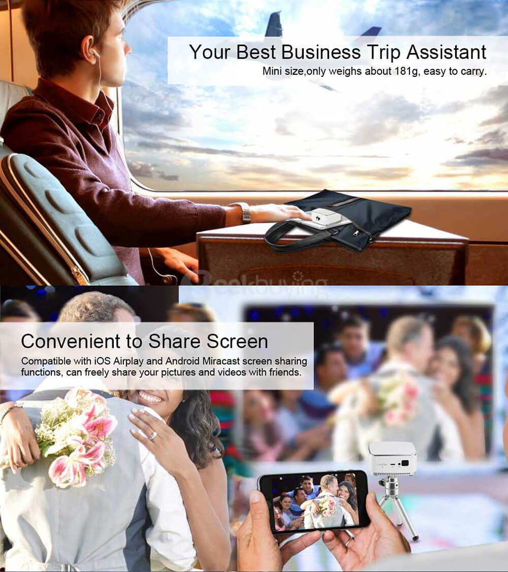 P03 Portable Pico DLP Projector 1080P HD Multi-media 120