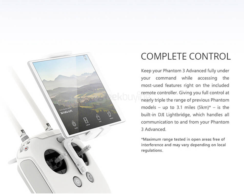 DJI Phantom 3 Advanced Version with 4480mAh Battery 1080P Camera GPS/GLONASS RC Quadcopter- White & Silver
