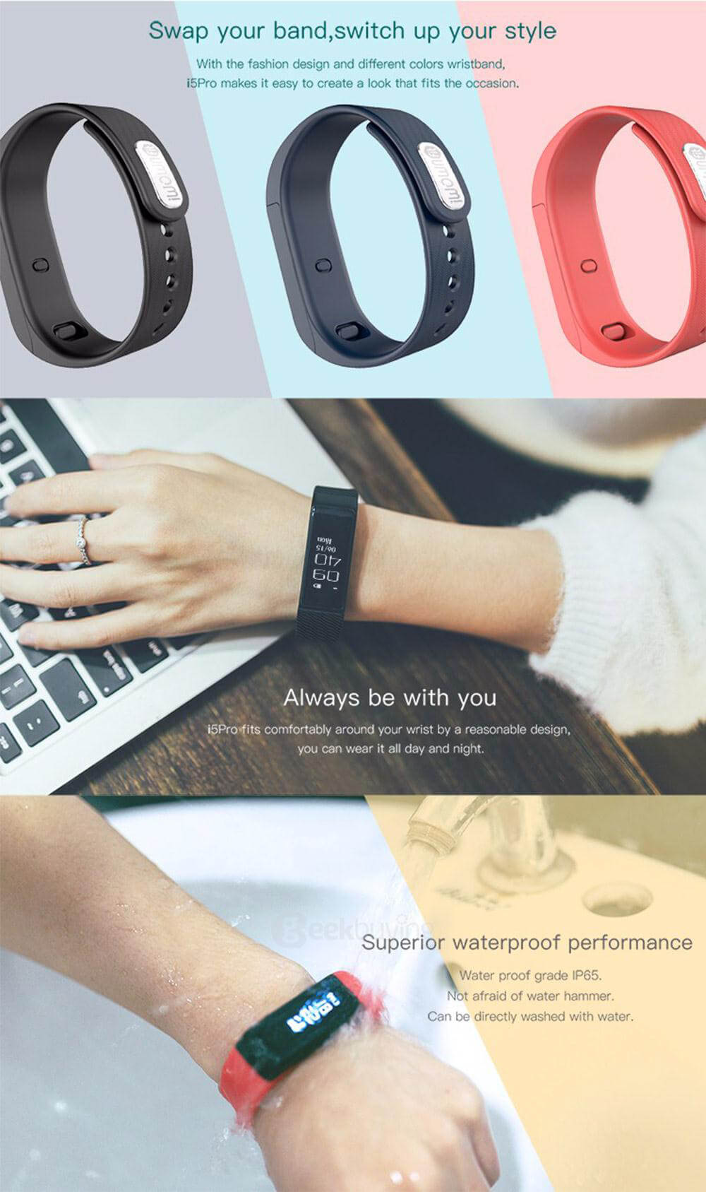 iWOWNfit i5 Pro Bluetooth 4.0 Smart Bracelet with 0.96