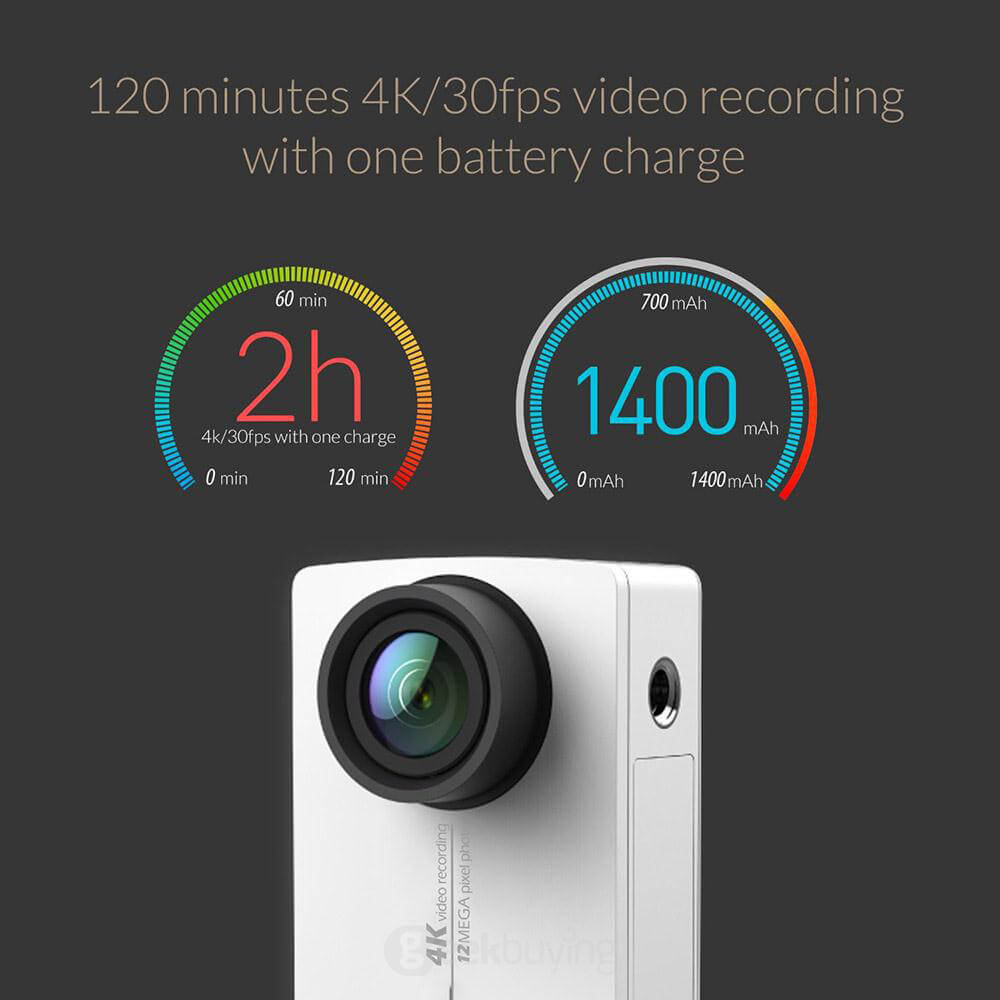 [UK Stock][Travel Kit]International Version Xiaoyi YI 4K Action Camera 2 (White) + Original Xiaoyi Monopod + Original Xiaoyi Bluetooth Remote Controller