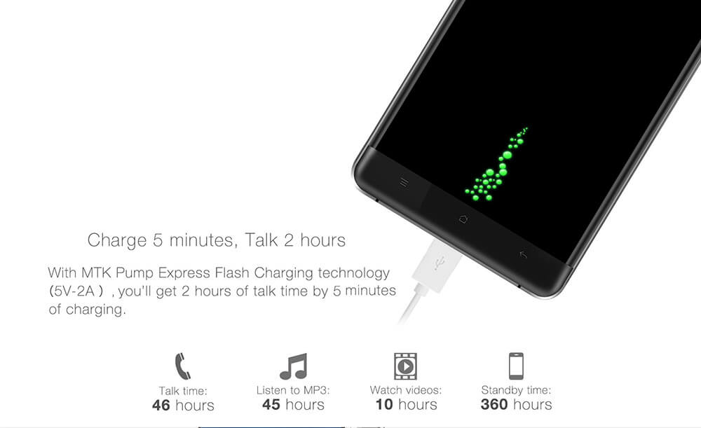 [Spain Stock]OUKITEL K6000 Pro 5.5inch LTPS 2.5D FHD 4G 6000mAh Android 6.0 Smartphone 64-Bit MTK6753 Octa Core 3GB 32GB 16.0MP Touch ID Flash Charge OTG - Grey