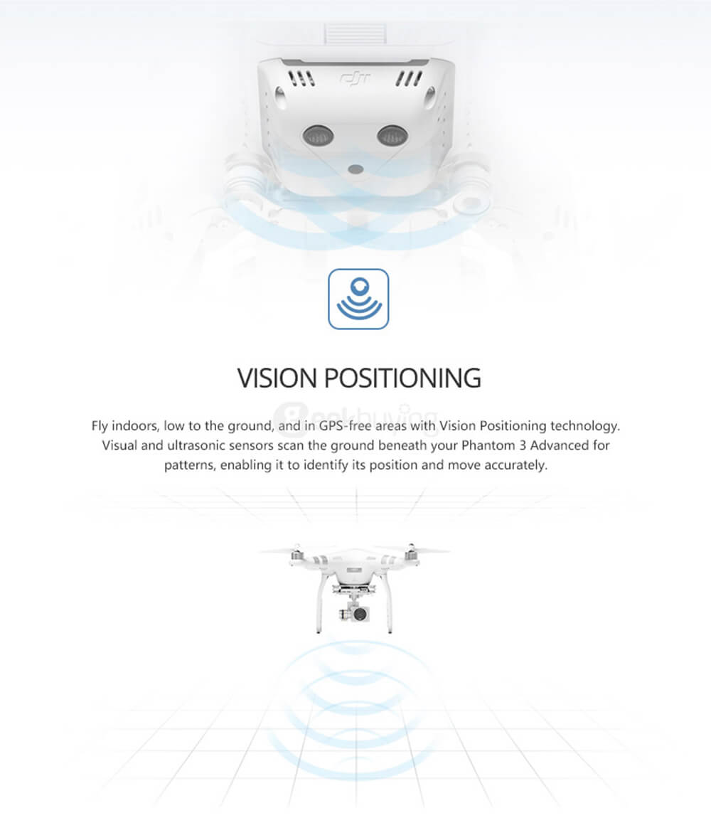 DJI Phantom 3 Advanced Version with 4480mAh Battery 1080P Camera GPS/GLONASS RC Quadcopter- White & Silver