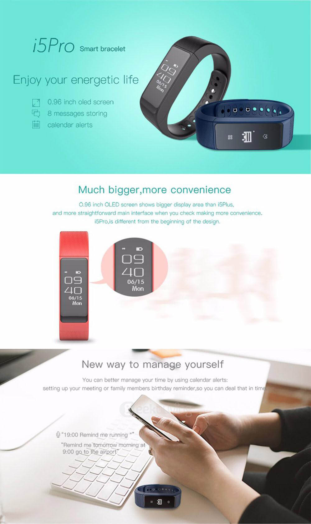 iWOWNfit i5 Pro Bluetooth 4.0 Smart Bracelet with 0.96