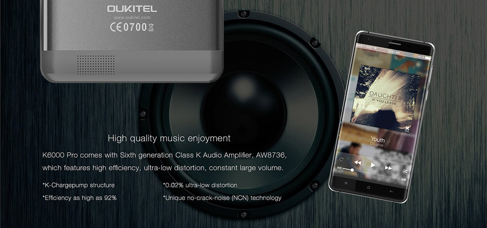 [Spain Stock]OUKITEL K6000 Pro 5.5inch LTPS 2.5D FHD 4G 6000mAh Android 6.0 Smartphone 64-Bit MTK6753 Octa Core 3GB 32GB 16.0MP Touch ID Flash Charge OTG - Grey