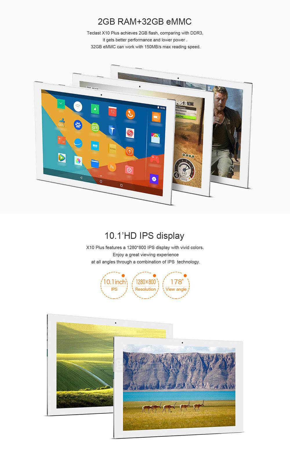 Teclast X10 Plus 10.1 inch Android 5.1 2GB/32GB 2 in 1 Tablet  PC Intel Cherry Trail Z8300 Quad Core 1.84GHz IPS 1280*800 - Gray