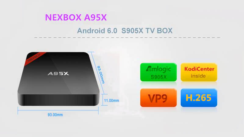 Nexbox A95X Amlogic S905X 4K KODI Preinstalled Android 6.0 TV BOX 2G/8G WIFI Bluetooth LAN HDR
