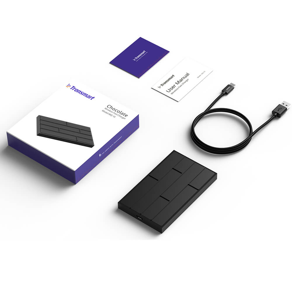 Bundle Tronsmart Chocolate QC2.0 Wireless Fast Charger + Tronsmart Quick Charge 3.0 33W USB Car Charger