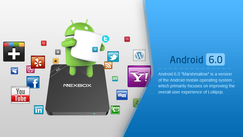 Nexbox A5 Amlogic S905X 4K KODI Preinstalled Android 6.0 Marshmallow TV BOX 1G/16G WIFI Bluetooth LAN HDR
