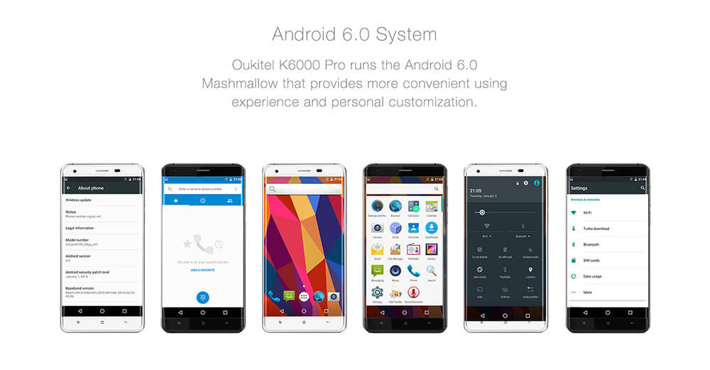 [Spain Stock]OUKITEL K6000 Pro 5.5inch LTPS 2.5D FHD 4G 6000mAh Android 6.0 Smartphone 64-Bit MTK6753 Octa Core 3GB 32GB 16.0MP Touch ID Flash Charge OTG - Gold
