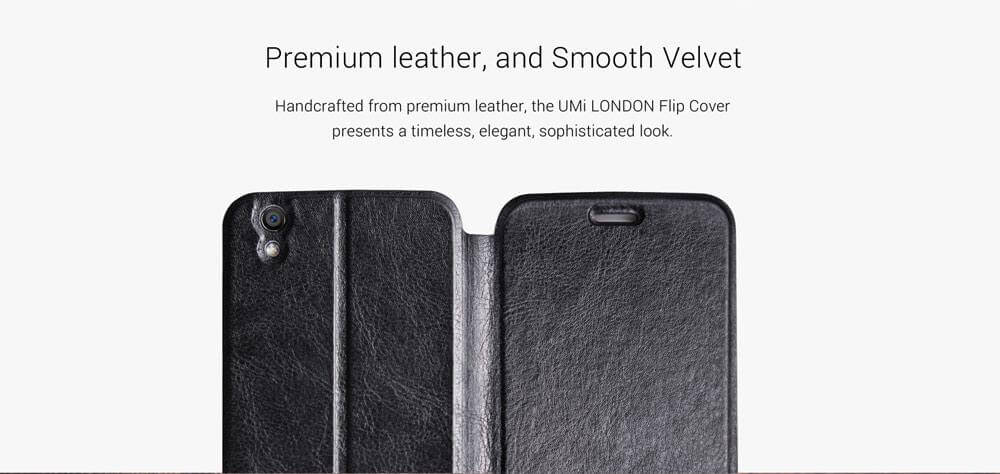[HK Stock]Original Leather Case Smart Flip Cover Protective Standing Phone Holder Case For UMI LONDON Smartphone - Black