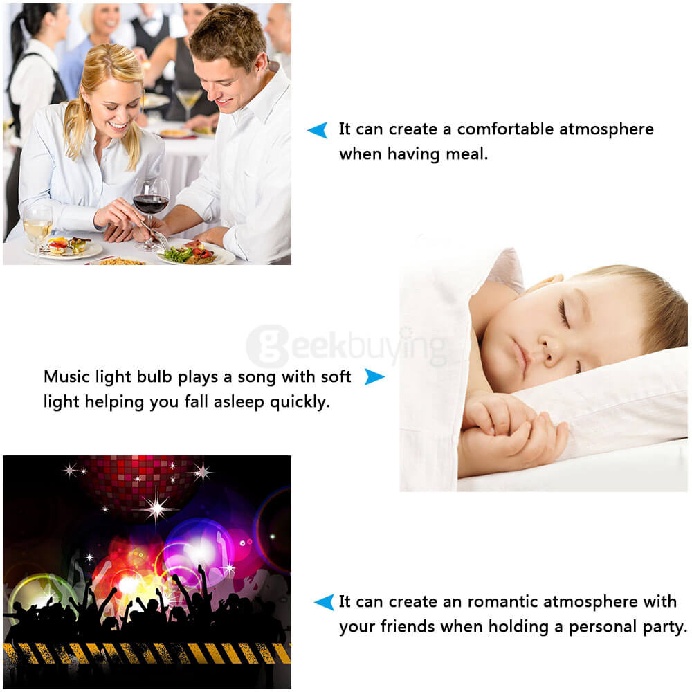 TS-D03 Smart Wireless Bluetooth Speaker Lamp LED Bulb E27 3W with RGB LED Light APP Control for iPhone Android - White