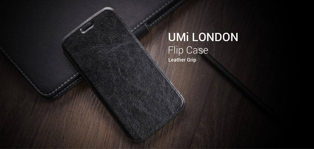 [HK Stock]Original Leather Case Smart Flip Cover Protective Standing Phone Holder Case For UMI LONDON Smartphone - Black