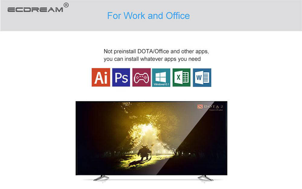 ECDREAM V6W Licensed Windows 10 Z8300 4G/64G 2.0MP Camera MINI PC Intel 802.11ac WIFI Bluetooth MIC LED Display