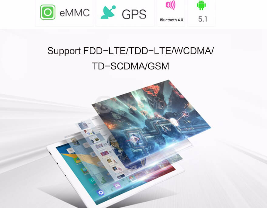[Package B]Teclast T98 4G Phablet 16GB ROM + Protective Leather Case (Brown) + Screen Film
