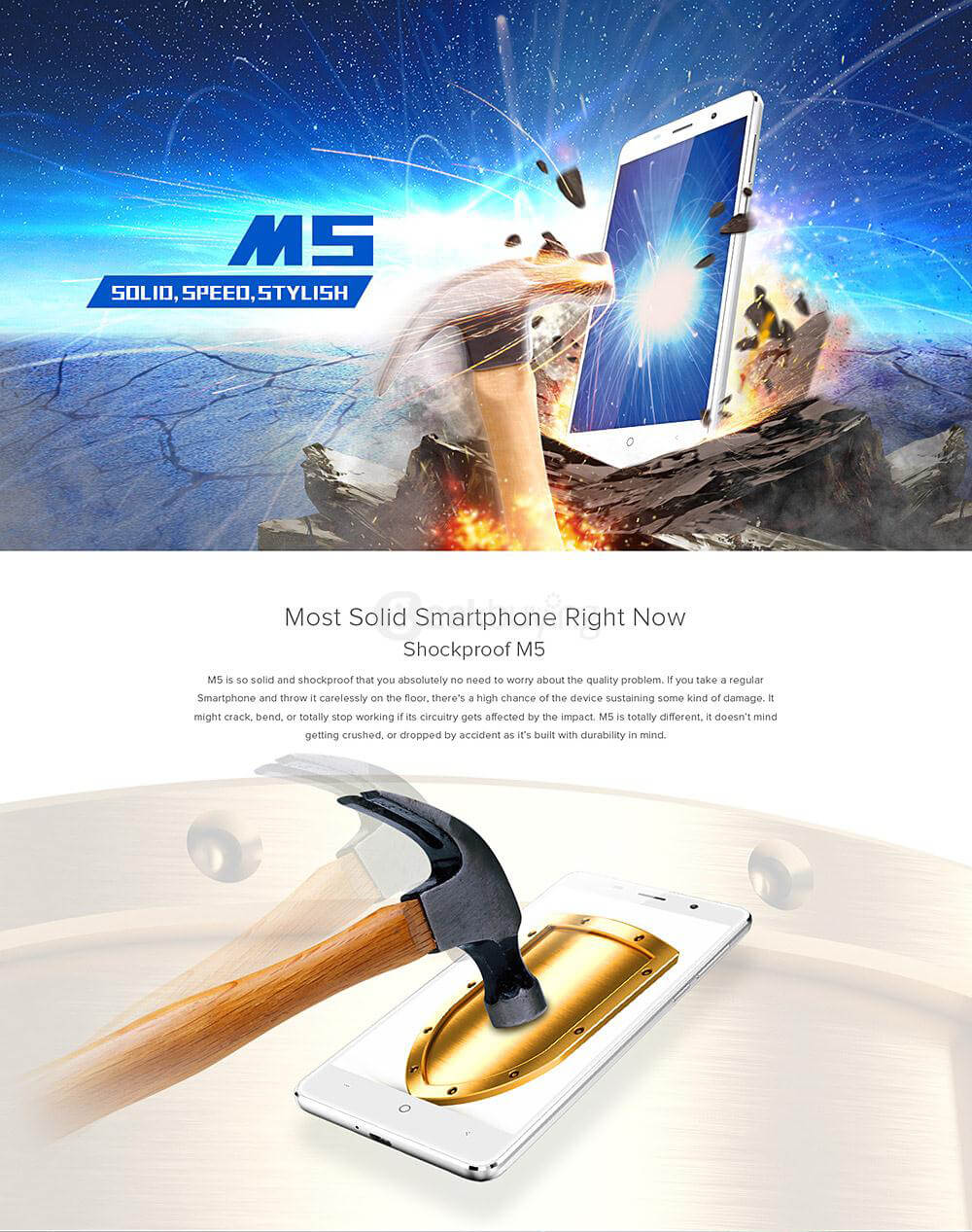 [HK Stock]LEAGOO M5 5.0inch HD 2.5D Arc Screen Android 6.0 Smartphone MT6580A Quad Core 1.3GHz 2GB RAM 16GB ROM 5.0MP 8.0MP TOUCH ID - Gold