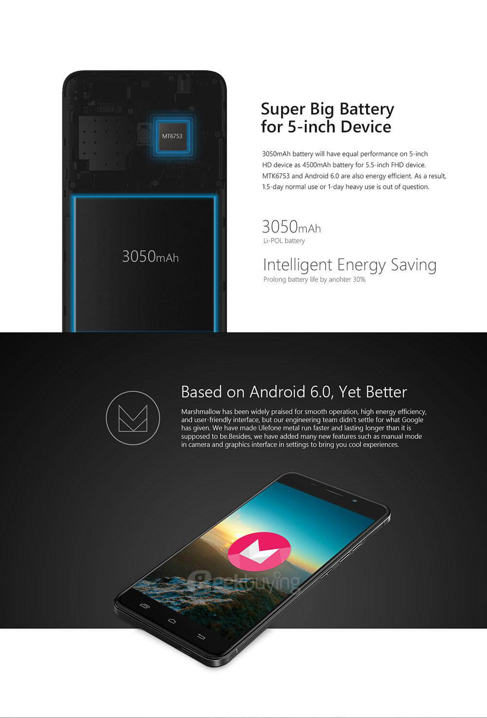 [Spain Stock]Ulefone Metal 5.0inch HD Android 6.0 64bit MTK6753 Octa Core 1.3GHz 3GB 16GB 13.0MP Touch ID OTG Smartphone(Gray) + Leather Case + Tempered Glass