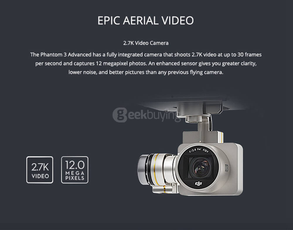 DJI Phantom 3 Advanced Version with 4480mAh Battery 1080P Camera GPS/GLONASS RC Quadcopter- White & Silver