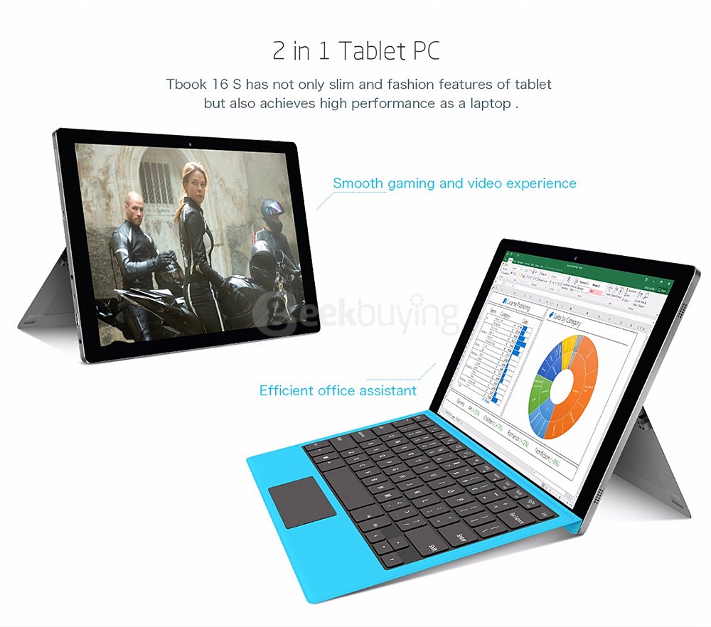 Teclast Tbook 16S 2in1 Tablet PC 11.6 inch Dual OS Windows 10 + Android 5.1 4GB/64GB Intel Cherry Trail X5 Z8300 Quad Core 1.84GHz IPS 1920*1080 - Gray