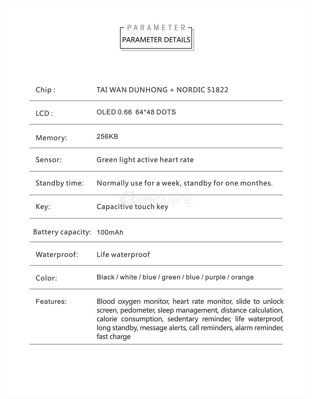 A88+ Bluetooth 4.0 Smart Bracelet Blood Oxygen Heart Rate Sleep Monitor Pedometer Call Reminder for Android iOS - White