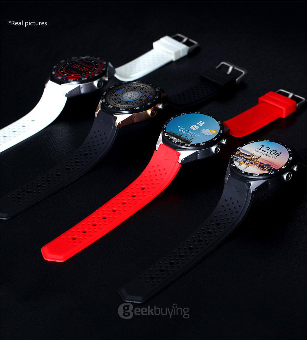 KingWear KW88 3G WiFi Smart Watch Phone Bluetooth 4.0 MTK6580 Heart Rate Monitor GPS Google Play Google Now 512MB RAM 4GB ROM 2.0MP Camera for Android iOS - Red