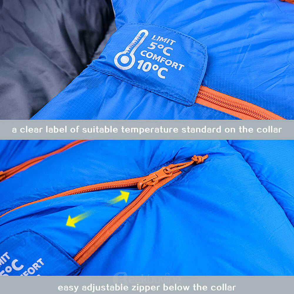 Naturehike Sleeping Bag Human-shaped Portable Warm Cotton Filling for Camping / Traveling - Blue