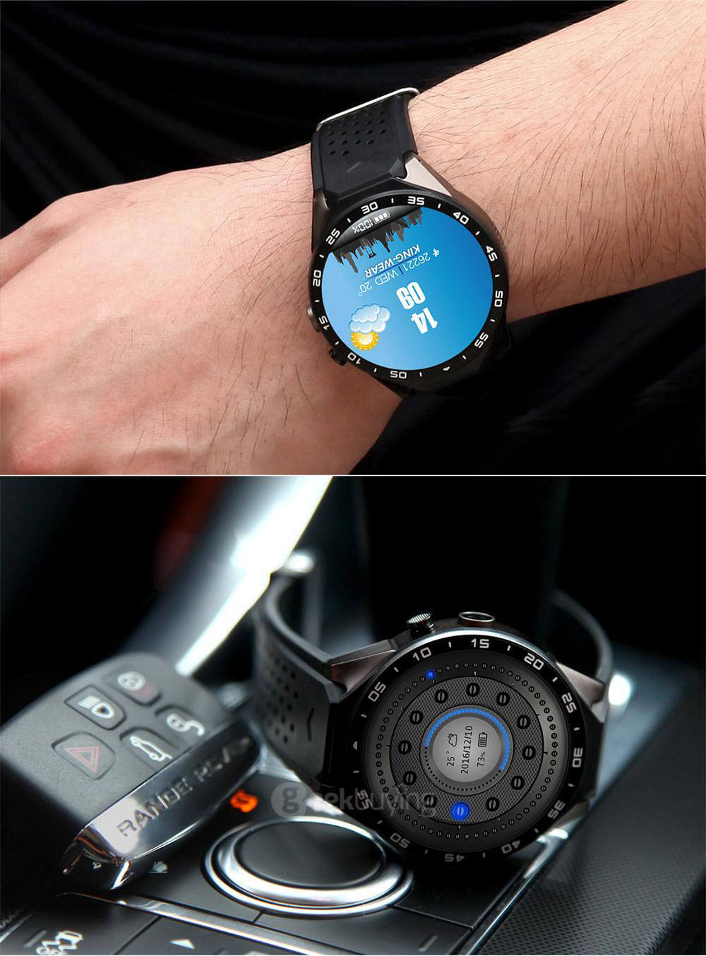 KingWear KW88 3G WiFi Smart Watch Phone Bluetooth 4.0 MTK6580 Heart Rate Monitor GPS Google Play Google Now 512MB RAM 4GB ROM 2.0MP Camera for Android iOS - Red