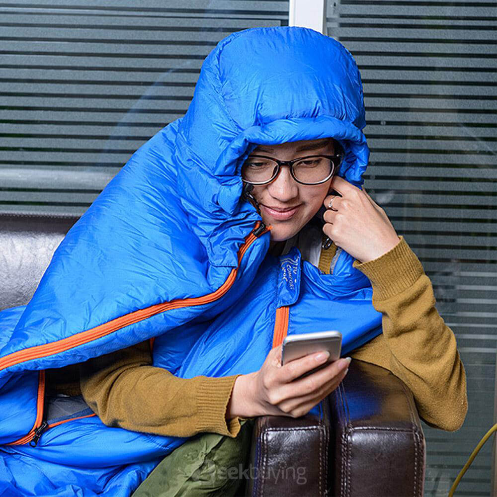 Naturehike Sleeping Bag Human-shaped Portable Warm Cotton Filling for Camping / Traveling - Blue