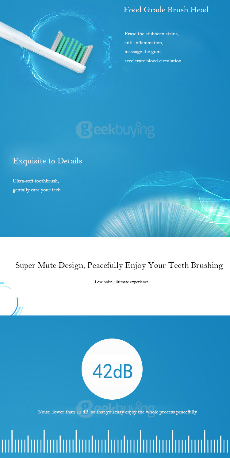 ESBIO NM-TB-X5 IPX7 Rechargeable Electric Ultrasonic Toothbrush Washable Inductive Charging Tooth Brush - Blue