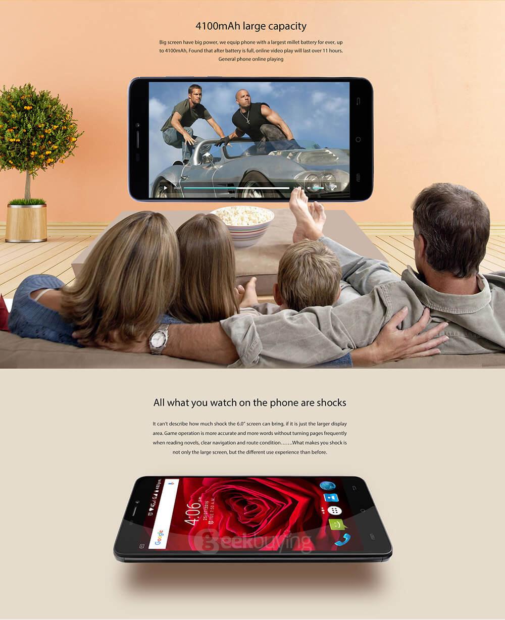 [HK Stock]CUBOT MAX 6.0inch HD Screen 4G LTE Android 6.0 Smartphone 64bit MTK6753A Octa Core 3GB RAM 32GB ROM 13.0MP 4100mAh OTG Hotknot - Black
