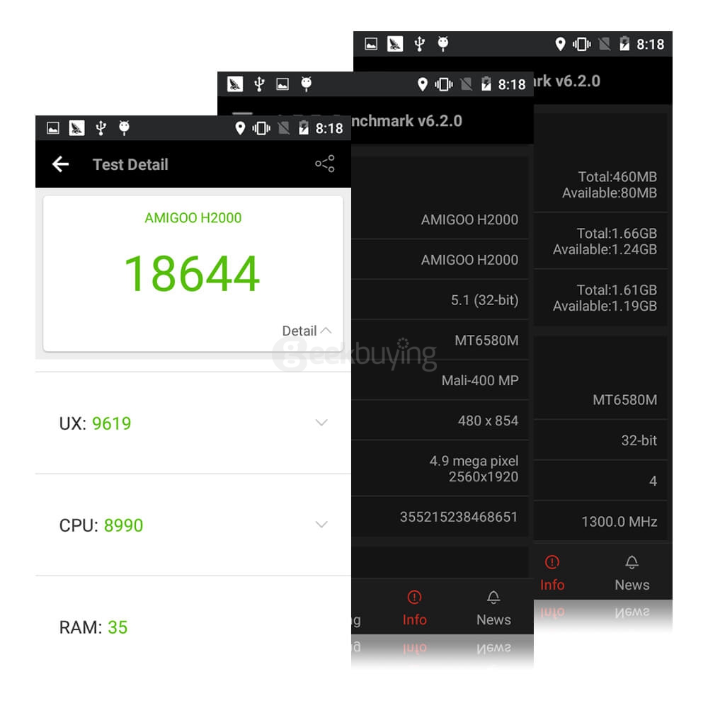 AMIGOO H2000 4.5 inch Android 5.1 Smartphone MT6580 Quad Core 1.3GHz 512MB RAM 4GB ROM 3G GPS - Silver