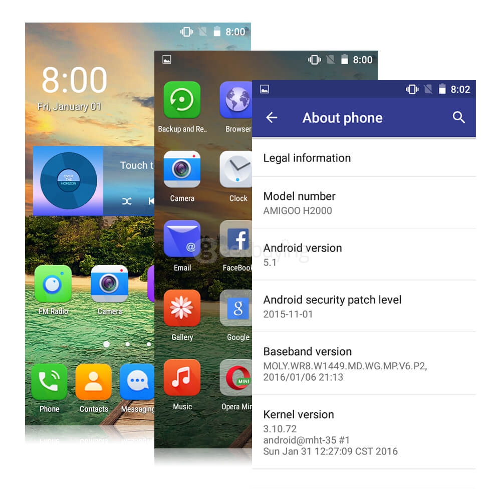 AMIGOO H2000 4.5 inch Android 5.1 Smartphone MT6580 Quad Core 1.3GHz 512MB RAM 4GB ROM 3G GPS - Silver