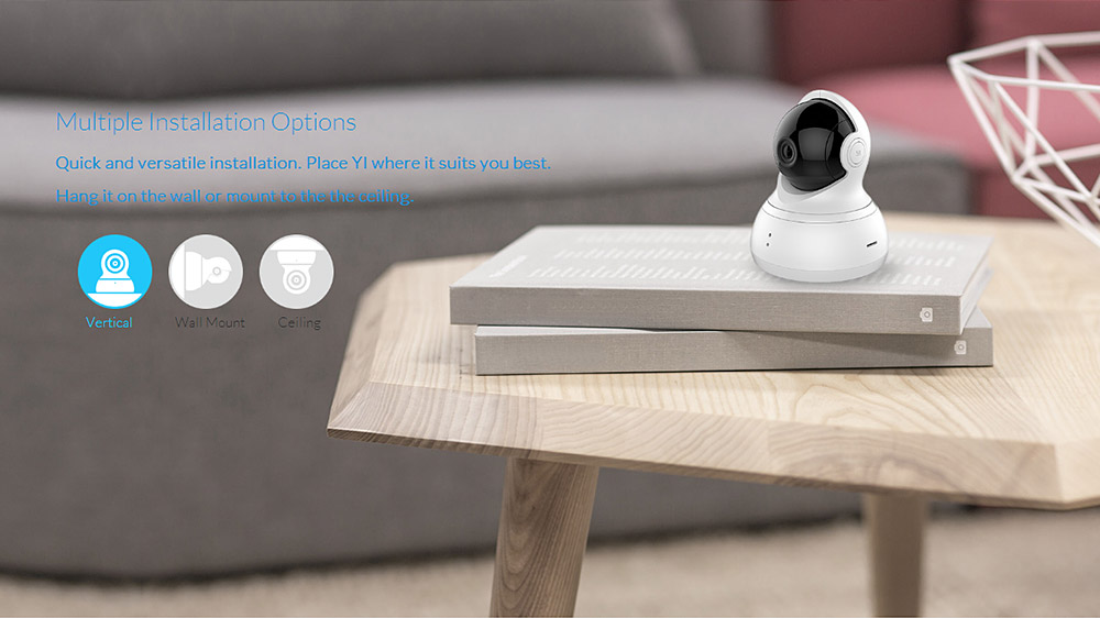 [HK Stock] Official EU Edition YI Dome Camera Pan/Tilt/Zoom Wireless IP Security Surveillance System 720p HD Infrared Night Vision WiFi Camera - White