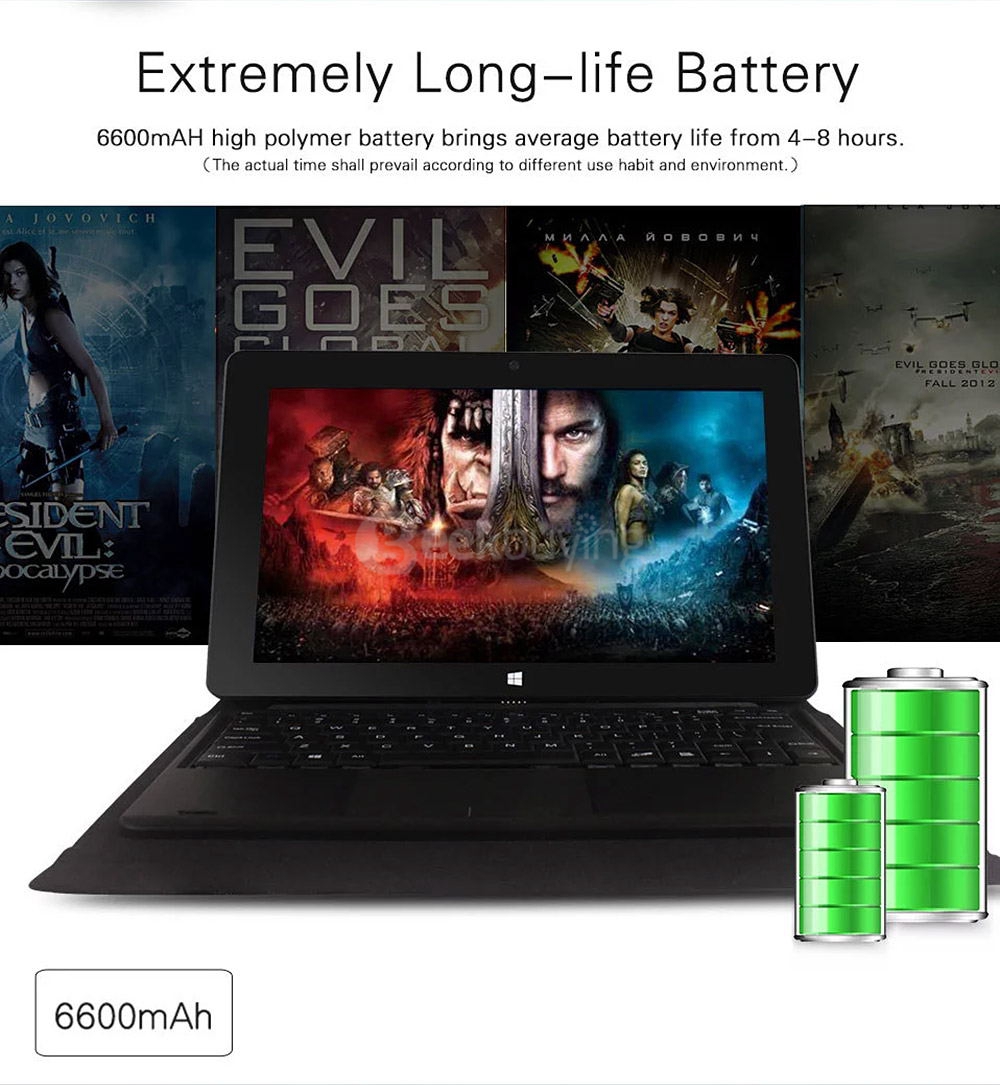 Jumper EZpad 4SE 2in1 Tablet 10.6 inch Dual Boot Windows 10 + Android 5.1 2GB/32GB Intel Z3735F Quad Core 1.83GHz IPS 1366*768 - Black