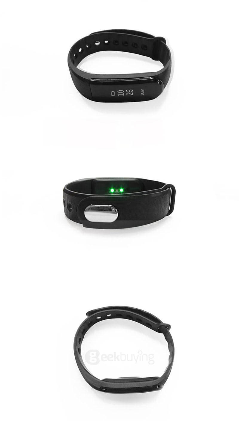 Makibes ID101 Smart Bracelet Bluetooth 4.0 Heart Rate Monitor Pedometer Sleep Tracker Call Reminder Remote Camera Anti-lost for Android iOS - Black