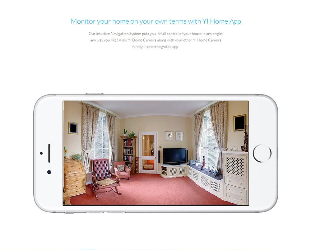 [UK Stock] YI Dome Camera Pan/Tilt/Zoom Wireless IP Security Surveillance System 720p HD Infrared Night Vision WiFi Camera - White