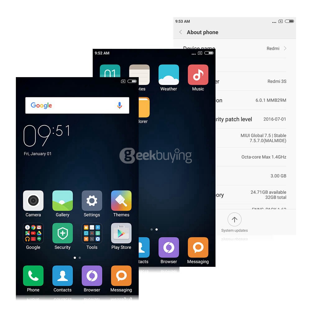 [HK Stock][Official International Version][Package B]XIAOMI Redmi 3S 5.0inch HD 4G LTE MIUI 8 Qualcomm Snapdragon 430 Octa Core 3GB 32GB Smartphone(Dark Gray) + Soft Case + Tempered Glass