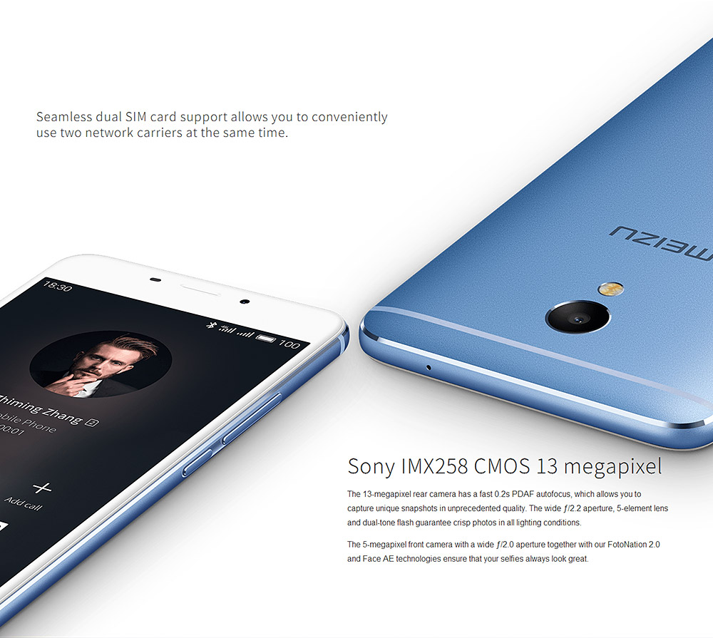 Meizu M3E/MEILAN E 5.5inch 2.5D FHD Screen 4G LTE Flyme Smartphone MT6755 Helio P10 Octa Core 3GB 32GB 13.0MP mTouch 2.1 Metal Body mCharge - Gray