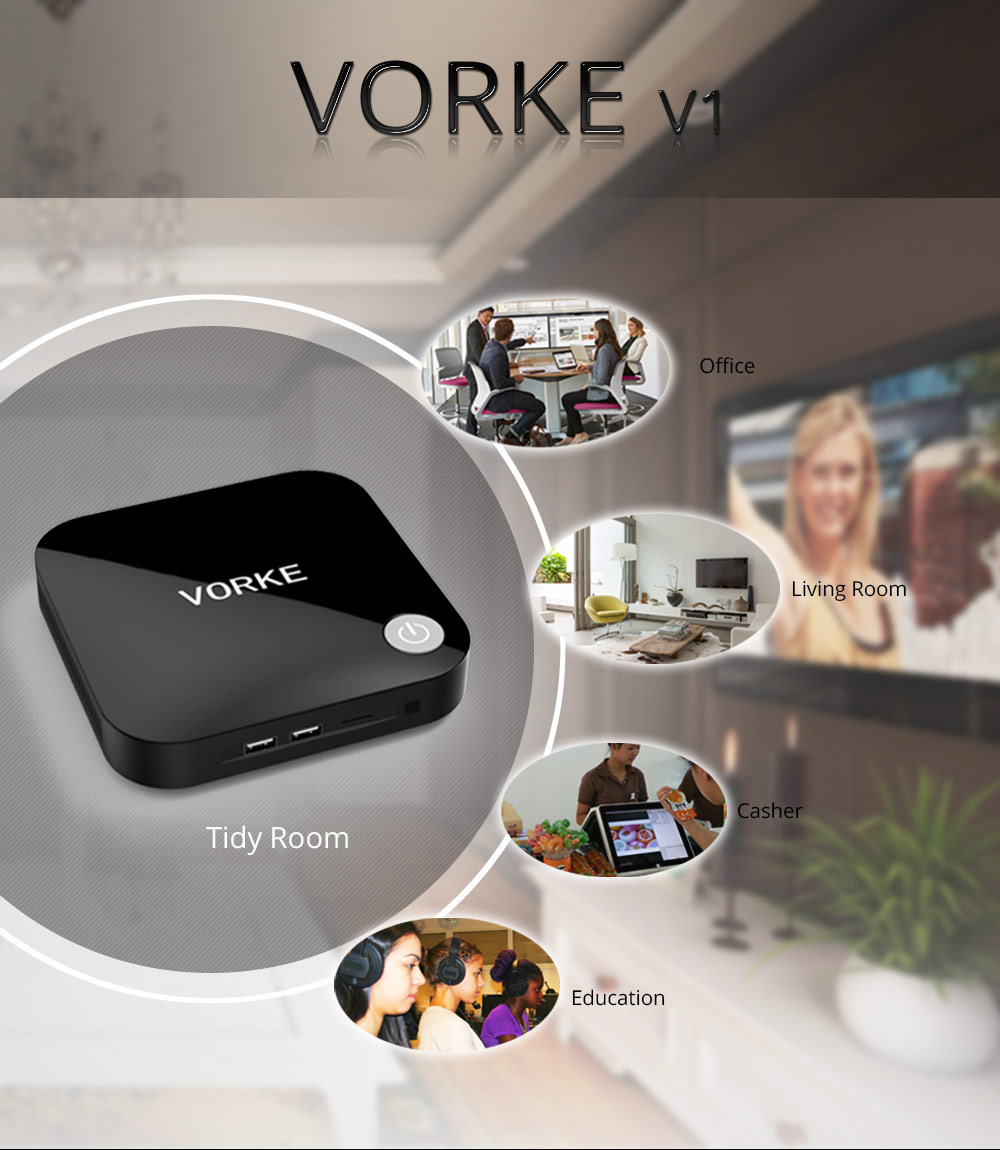 [Pack A] Vorke V1 Intel Braswell Celeron J3160 4G RAM 64G SSD Windows MINI PC with Foldable Bluetooth Keyboard Black
