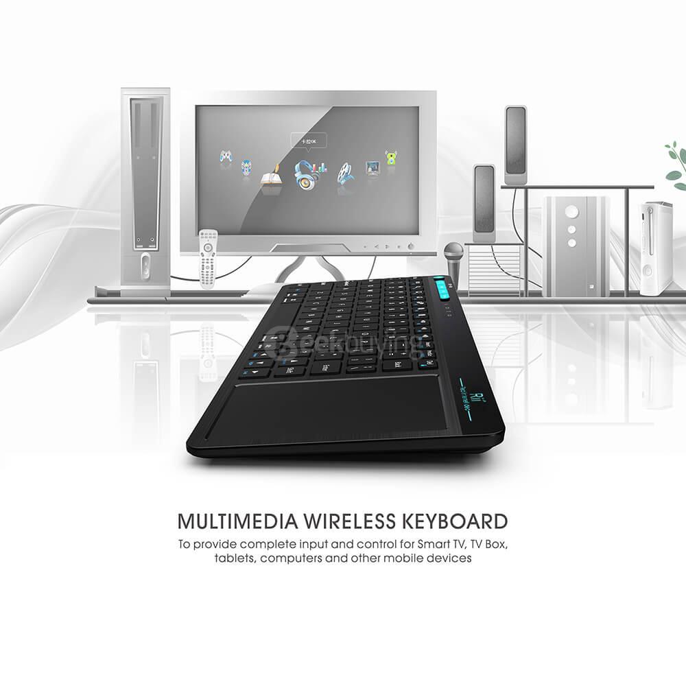Rii K18 2.4G Wireless Multimedia Mini Keyboard with Large Size Touchpad Air Mouse for PC, Android Box, Google Smart TV - Black