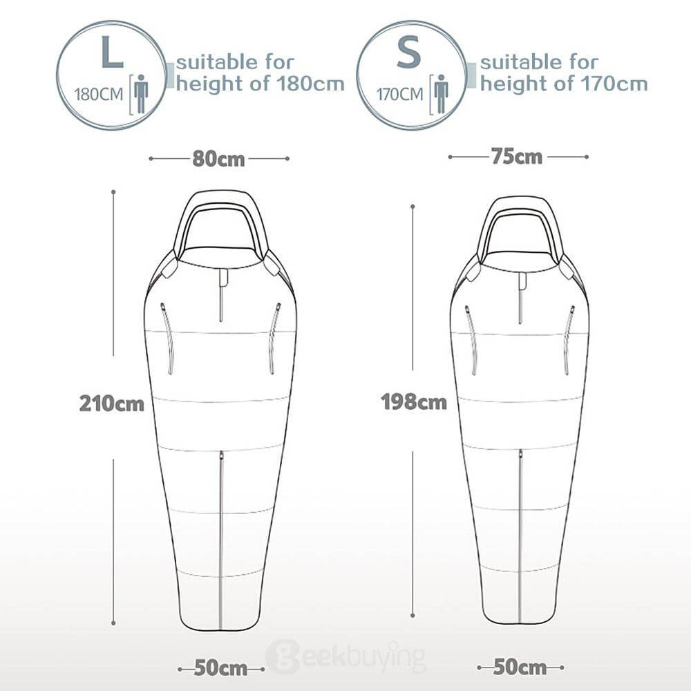 Naturehike Sleeping Bag Human-shaped Portable Warm Cotton Filling for Camping / Traveling - Blue