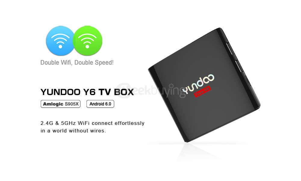 YUNDOO Y6 Android 6.0 Marshmallow Amlogic S905X TV BOX KODI 2G/32G 2.4G/5G WIFI LAN Bluetooth