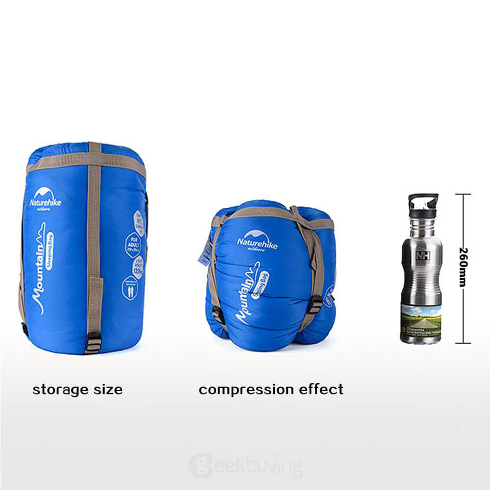 Naturehike Sleeping Bag Human-shaped Portable Warm Cotton Filling for Camping / Traveling - Blue