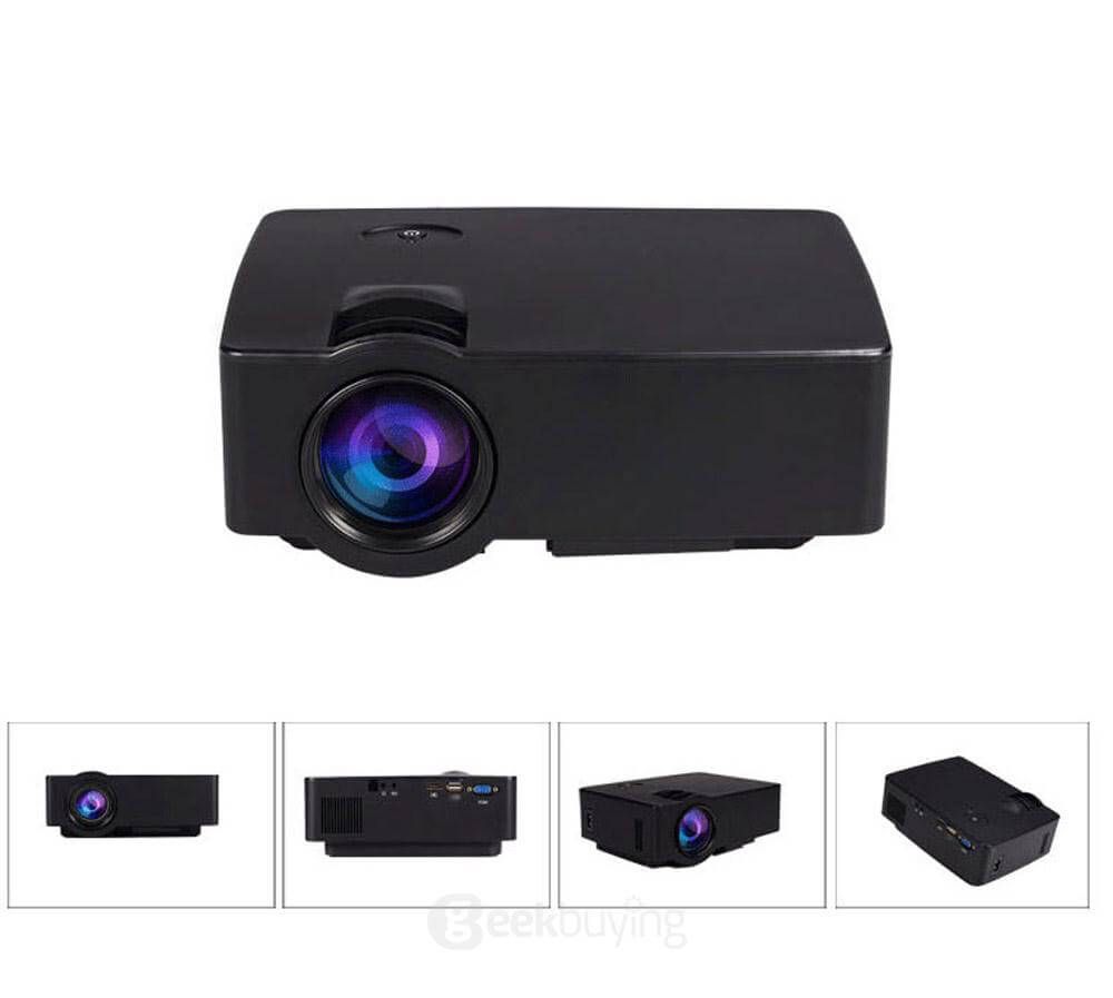 E08 Portable LCD Projector 120LM 800*480 Pixel Support HD 1080P HDMI / USB / AV / VGA Connectivity Home Theater - Black