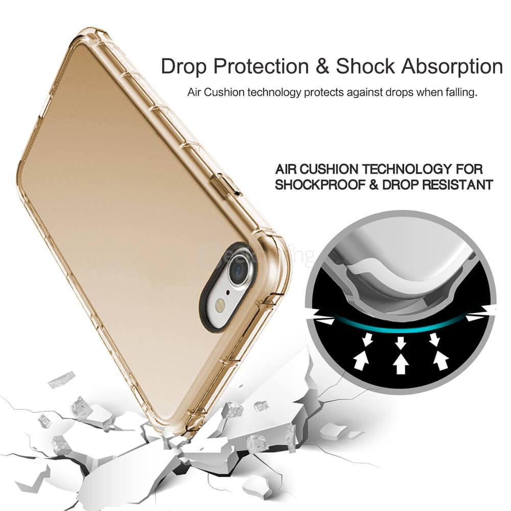 ROCK Fence Series Ultra-thin TPU Soft Case Shockproof Drop-resistance Back Cover For iPhone 7 Plus - Transparent Gold