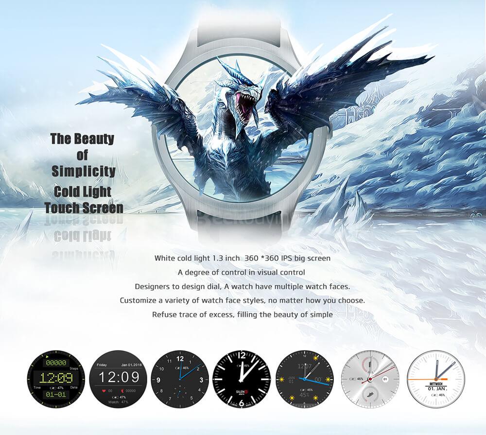 No.1 D5+ Android 5.1 3G Smartwatch Phone MTK6580 Quad Core 1.3GHZ 1GB/8GB 1.3 inch IPS Screen GPS WiFi Bluetooth 4.0 Heart Rate Monitor - Silver