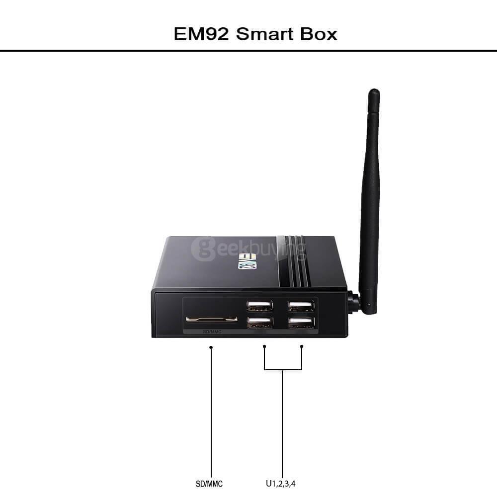 EM92 Amlogic S912 Android 6.0 TV BOX 2G/16G 802.11ac WIFI Bluetooth 1000M LAN KODI LED Display