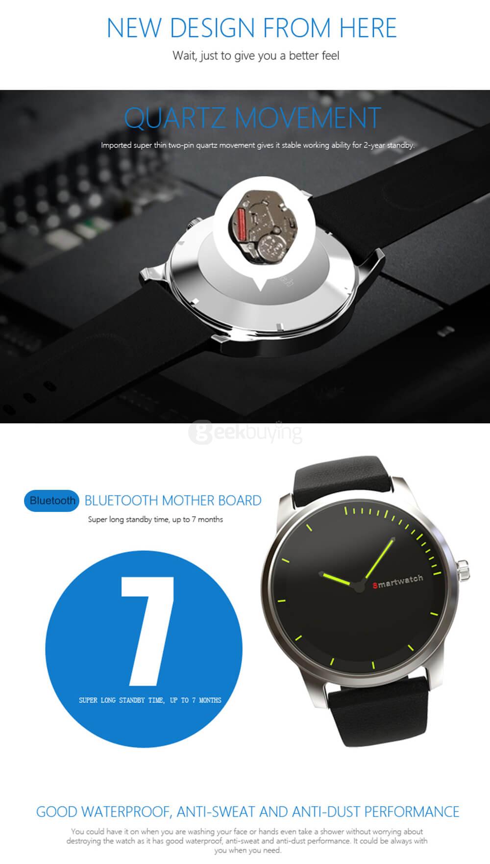 Makibes N20 Bluetooth 4.0 Smart Watch Quartz Movement IP68 Waterproof Sports Fitness Tracker Call Reminder Anti-lost for Android iOS - Silver