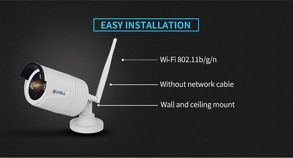 Sunell EA-9229X 4CH 720p WiFi Video Security System Kit 3D NR with Low Noise IP66 Waterproof